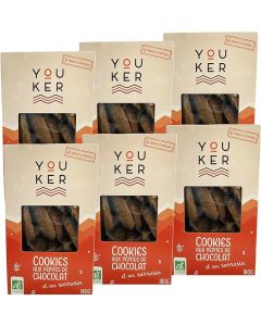 Youker - Lot 6 Paquets 180G Cookies Pépites De Chocolat Bio - Farine De Sarrasin
