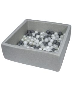 Piscine À Balles Pour Enfant, 90X90 Cm, Aire De Jeu + 150 Balles Blanc, Perle, Gris